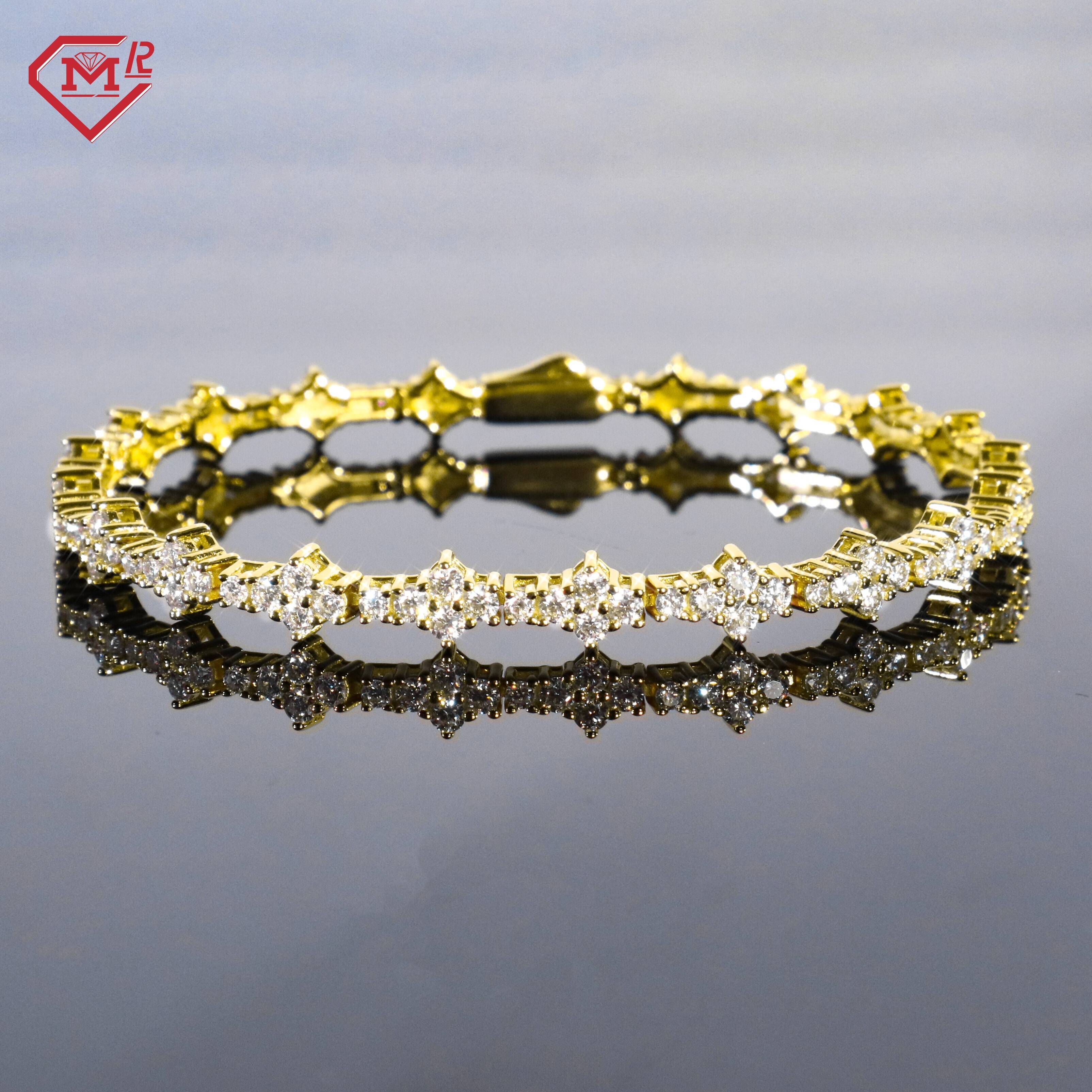 Custom Tennis Bracelet S925 Yellow Gold/Rose Gold/Silver VVS Iced Out Moissanite Tennis Bracelet