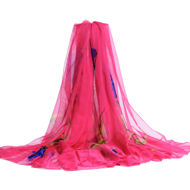 K1392 2025 Spring and Summer New Super Large Beach Towel Women Chiffon Sunscreen Shawl European and American Versatile Long Silk Scarf