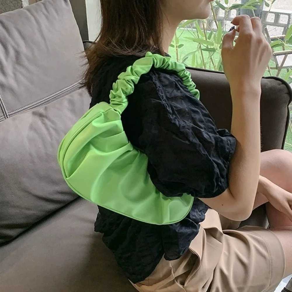 Korean Style Pleated Handbag Phe Bag Crescent Mo Cloud Bag Dumpling Bag Single Shoulder PU Leather Underarm Bag Ladies XJ250718