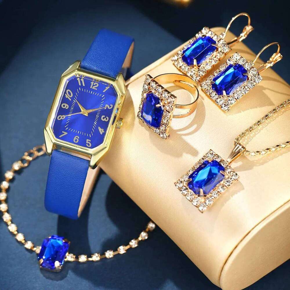 free shipping 6/5/1PCS Fashion Square Women's Watches Brand Ladies Quartz Wristwatch Jewelry Set Classic Simple Femme Relogio Femini