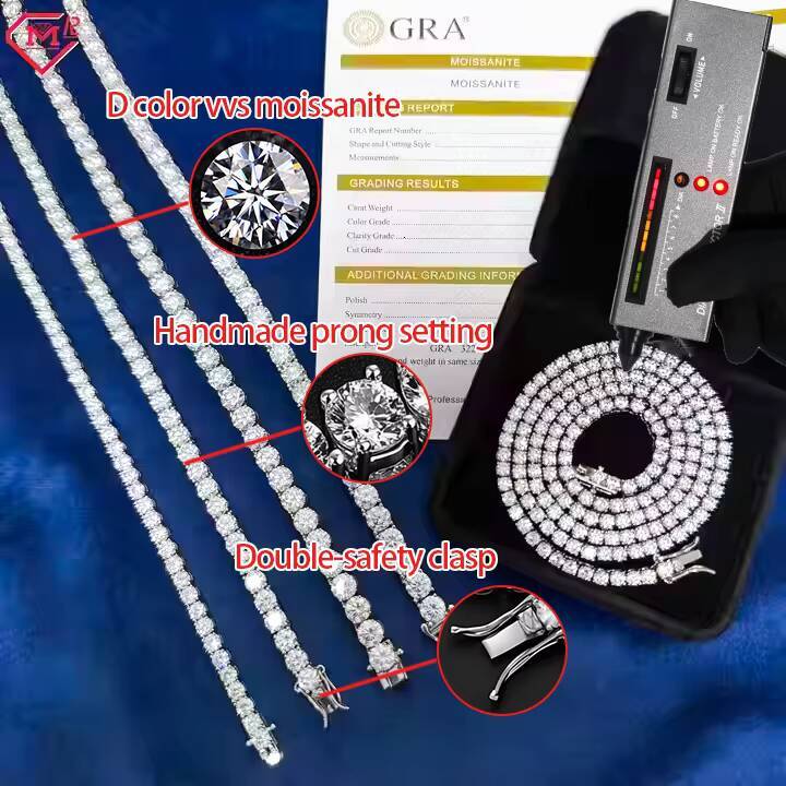 2-6mm Tennis Chain Necklace Bracelet Moissanite Jewelry S925 Vvs Iced Out Moissanite Tennis Chain
