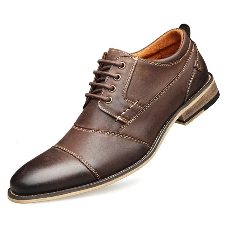 Men Shoes Top Quality Oxfords British Style Genuine Leather Dress Business Formal Flats Mens Shoes 250717