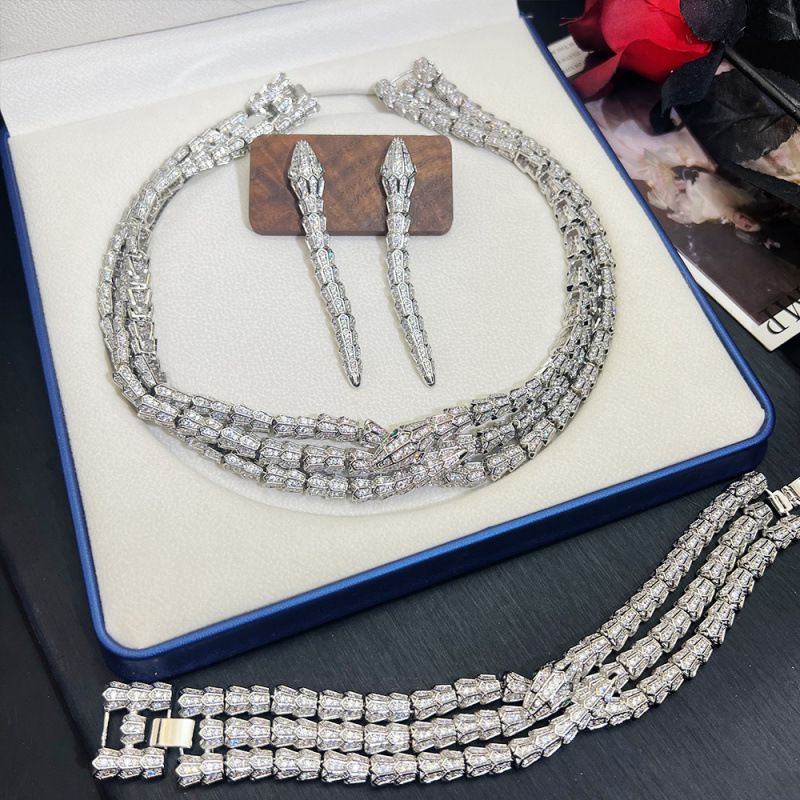 Bao Series Three-Layer Fine Jewelry Set INS Hot-Selling High-End Snake Necklace Bracelet Earrings ddmythur