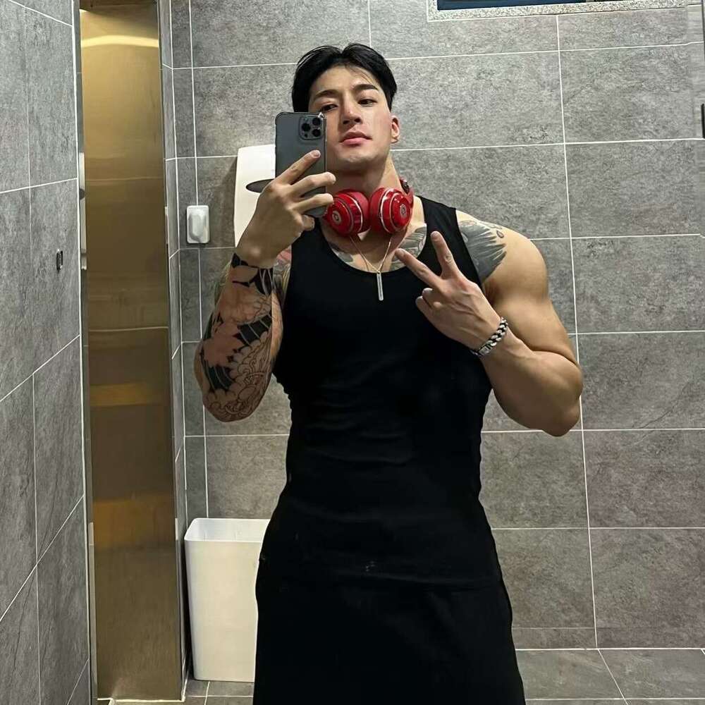 Summer Ribbed Tank Top Muscle Men Tight Elastic Sleeveless T-Shirt Fitness Sports Base Layer Small Vest B5