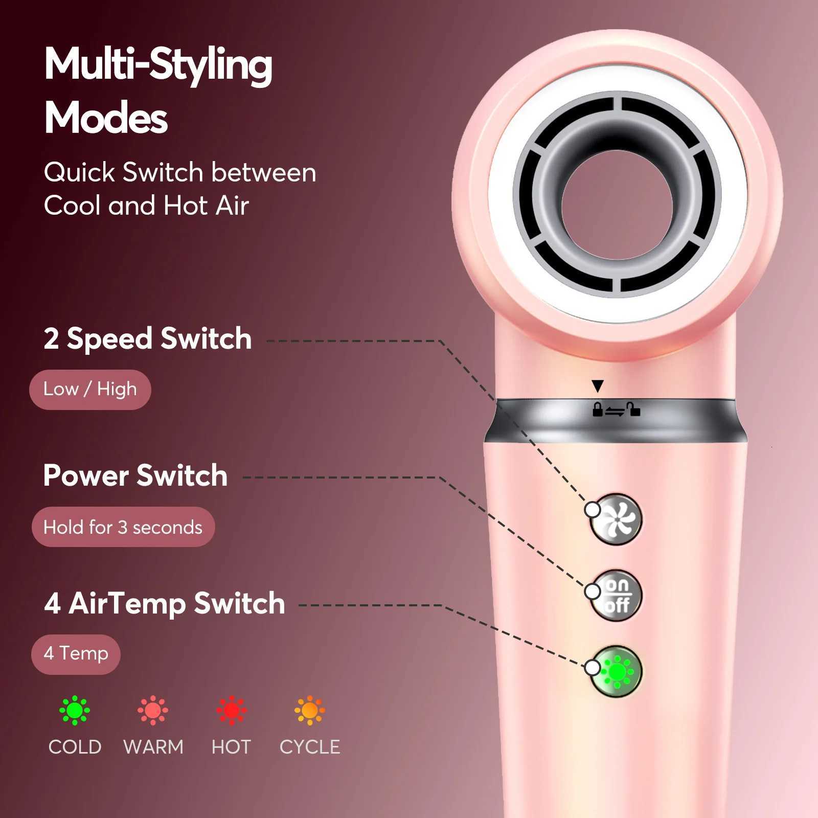 5 in 1 High-Speed Hot Air Styler Frizz-Free Fast Drying No Heat Damage Hair Dryer Curl Volumize Straighten with Travel Bag W250718