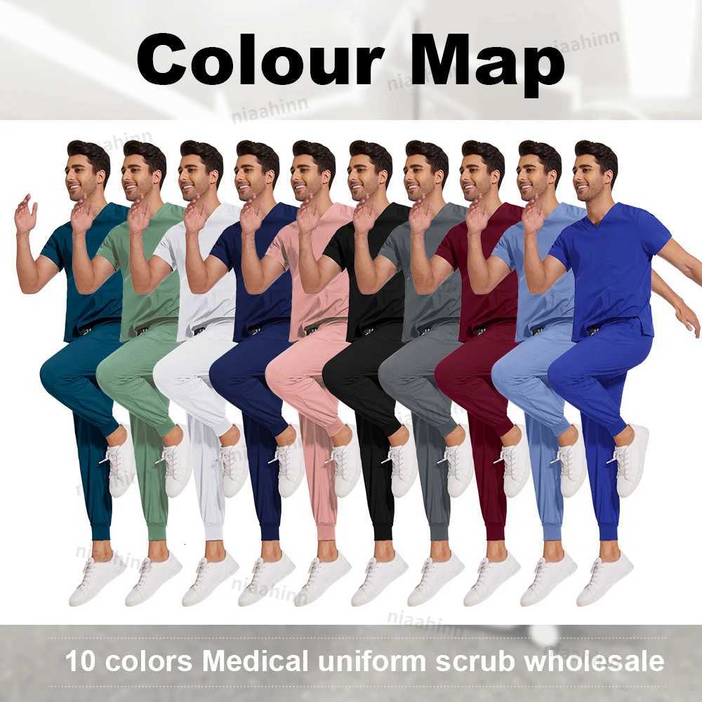 Scrubs Men Women Wholesale Scrubs Uniforms Medical Jogger Set Nurses Accessories Dental Clinic Pet Grooming Scrub Top Pants Sets Z250718