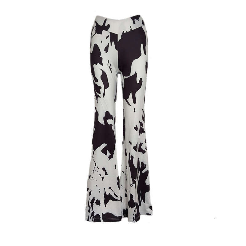 New Autumn Women's Fashion Hot-Selling Cow Print High-Waisted Casual Flared Pants For Women B5