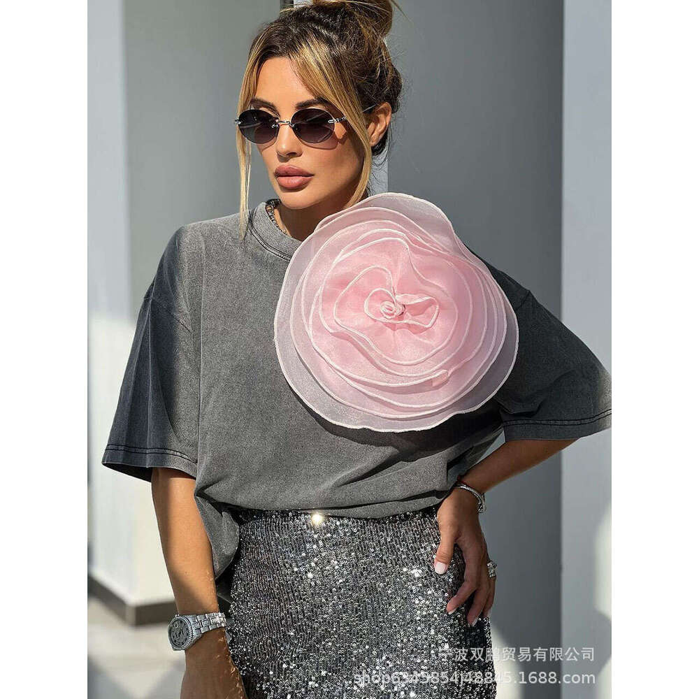 Summer New Washed Wax-Dyed Faded Short-Sleeve Street Style Vintage Cotton T-Shirt For Women B5