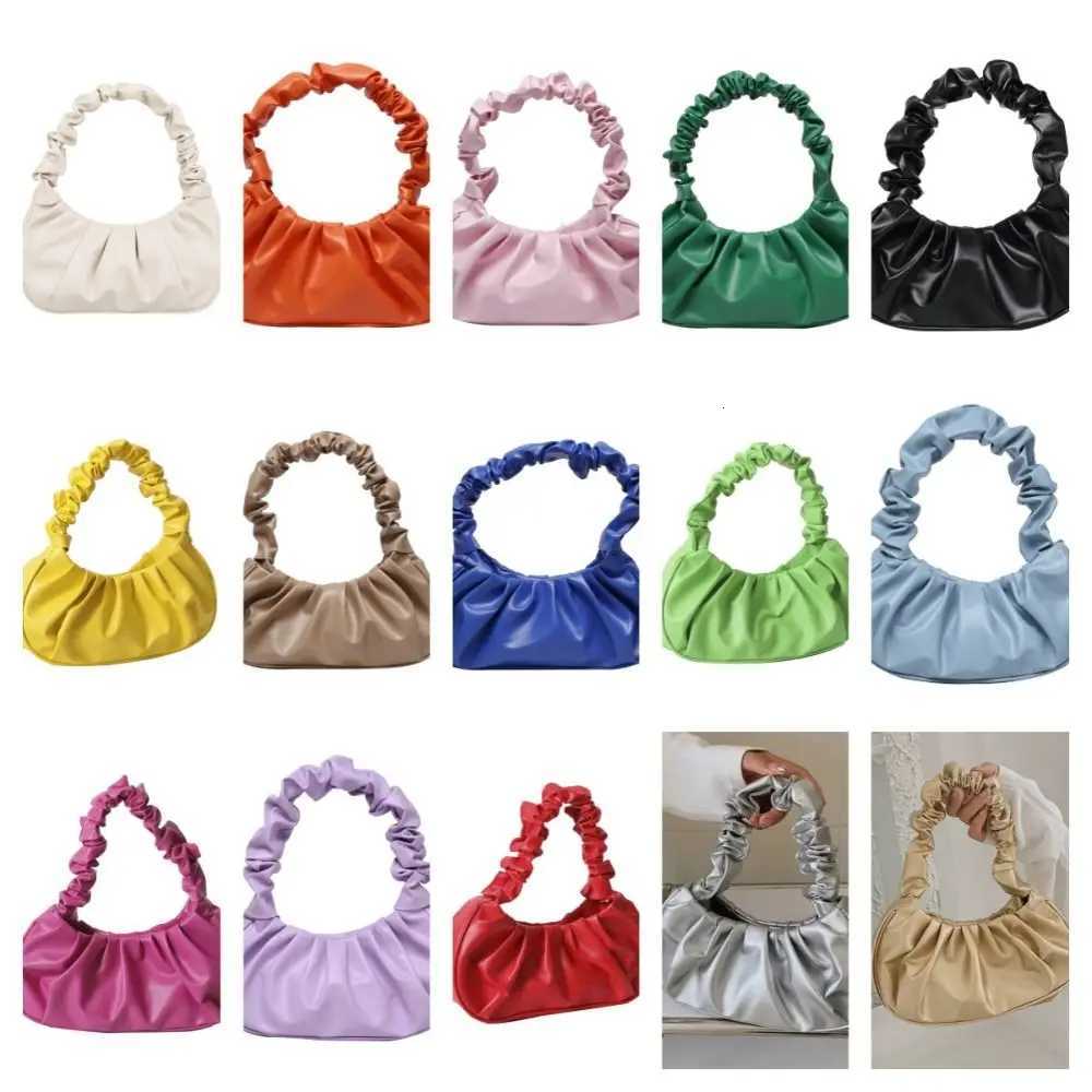 Korean Style Pleated Handbag Phone Bag Crescent Moon Cloud Bag Dumpling Bag Single Shoulder PU Leather Underarm Bag Ladies Y250717
