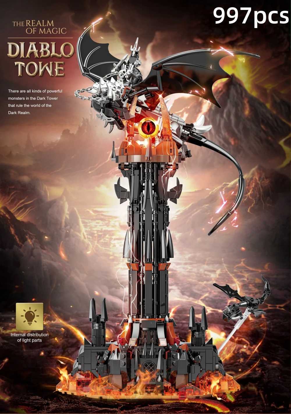 Moc-Lord Movie Rings Model The Fell Beast Magic Tower Building Blocks Fortress Castle Creative Assemble Bricks Toys Gift For Ki Z250718