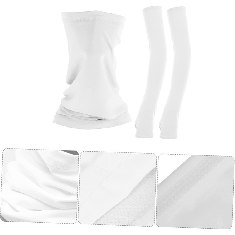 1Set Cooling Sleeves with Face Scarf Lightweight Sunscreen Arm Protectors Summer Activities Quick Drying Breathable for Running Hiking Fishing