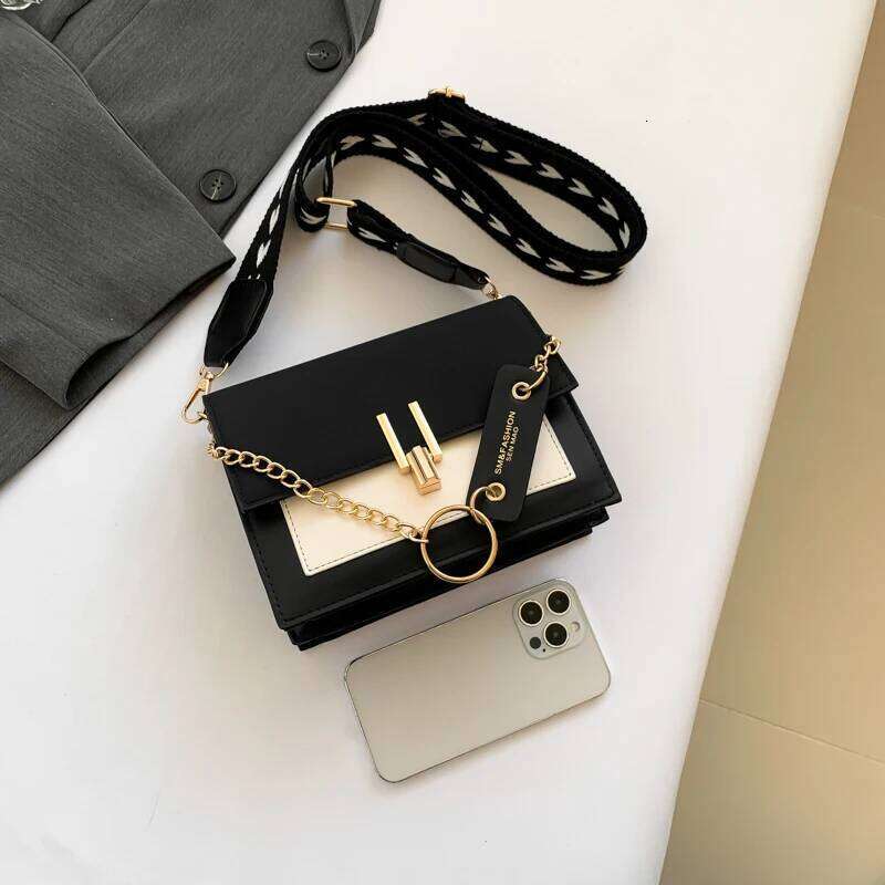 2024 Spring New Color Contrast Fashion PU Shoulder Bag, Suitable For Business Commute Shopping Party Friends