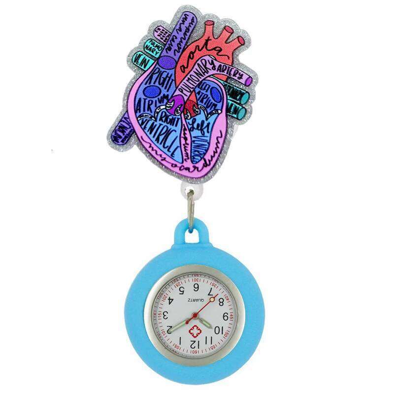 free shipping Hospital Health Care Shiny Heart Medical Icons Cartoon Lovely Nurse Doctor Clip Pocket Watches Hang Clock Gift Watch f
