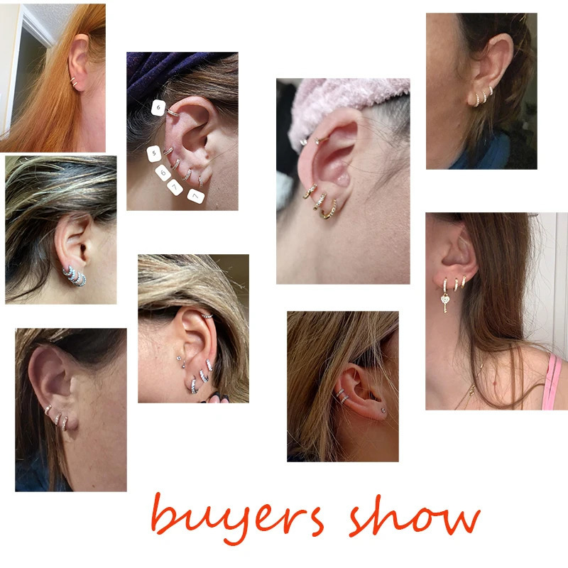 2pcs Stainless Steel Multicolor Cz Hoop Cartilage Earring Simple Helix Tragus Daith Conch Rook Snug Ear Piercing Jewelry 250716