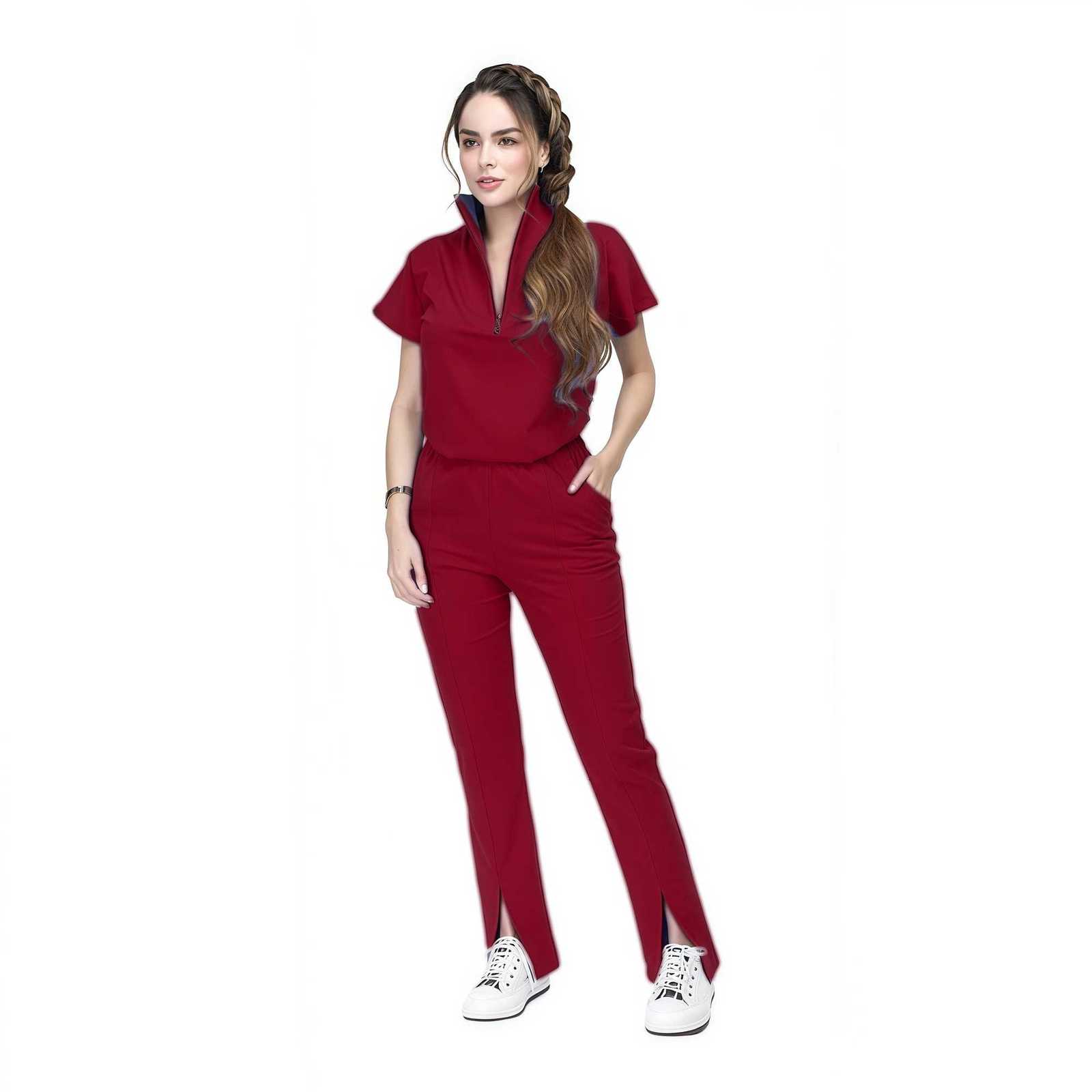 Multi Color Tunic Spa Work Suit Nurses Hospital Uniform Scrub Sets Women Zipper Set Short Sleeve Medical Uniforms Z250718