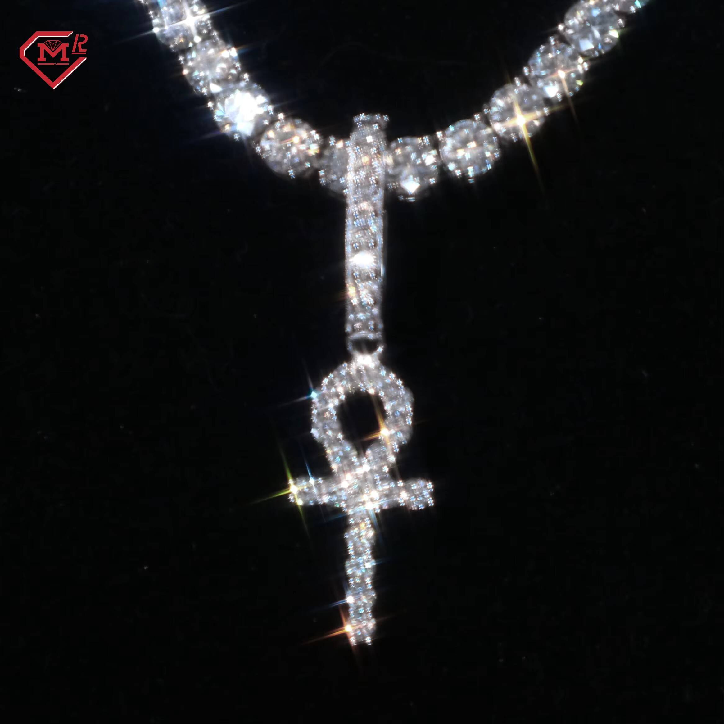 Hiphop Moissanite Cross Pendant Custom Gra Certificate 925 Silver Vvs Iced Out Moissanite Pendant