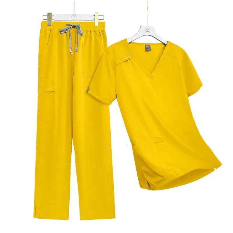 High-quality Nurse Suit Multi-color Elastic and Comfortable Hot-selling Doctor Nurse Work Clothes Set V-neck Short Sleeves Z250718