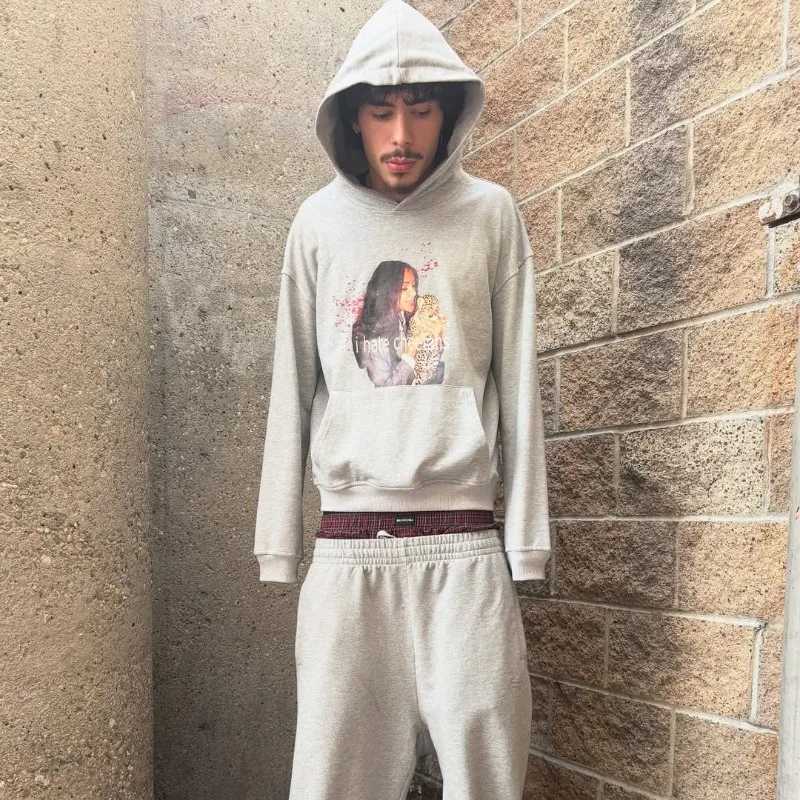 High Street Harajuku Hip-Hop Letter Anime Print Oversized Hoodie Men Y2K Casual Fashion Goth Punk Retro Rock Sweatshirt Women X250718