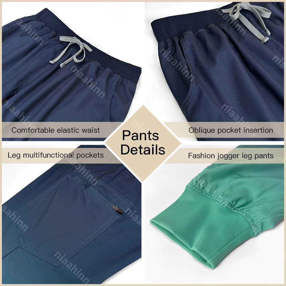 Gradient Color Nurse Work Clothes Surgery Jogger Set Tops Pants Doctor Nursing Uniforms Surgical Uniform Set Pet Doctor Workwear Z250718