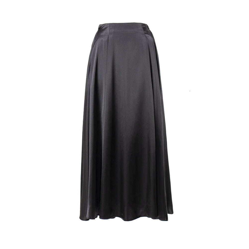 Women's Summer New Elegant High Waist Satin Long Skirt B5