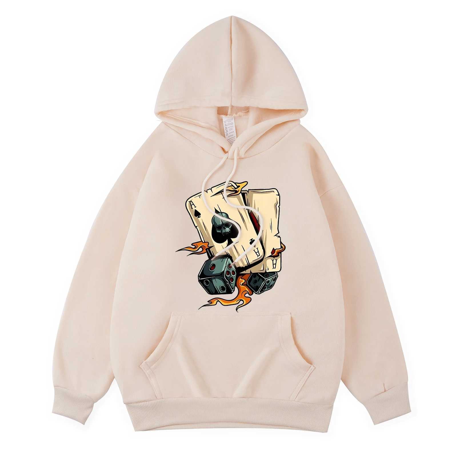 Skeleton Dice Card Printing Hoodies Womens Comfortable Loose Sweatshirts Casual Soft Pullovers Winter Fce Warm Womans Clothes XJ250717