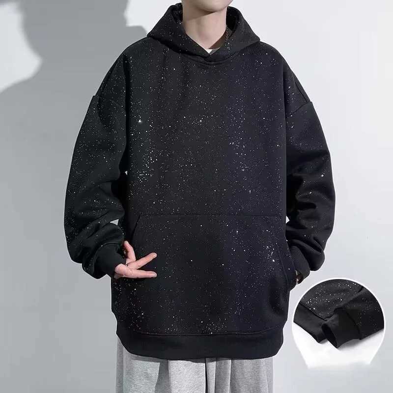 New Starry Graffiti Hoodies For Men Autumn Casual Oversized Y2K Pullover Hoody Vintage Hip Hop Fashion Hooded Sweatshirts XJ250714