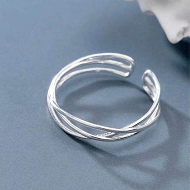 Cross Line Ring for Women, Simple Niche Design, High-End Feel, Japanese and Korean Trendy Fashion, Index Finger Open Ring, Hand Jewelry
