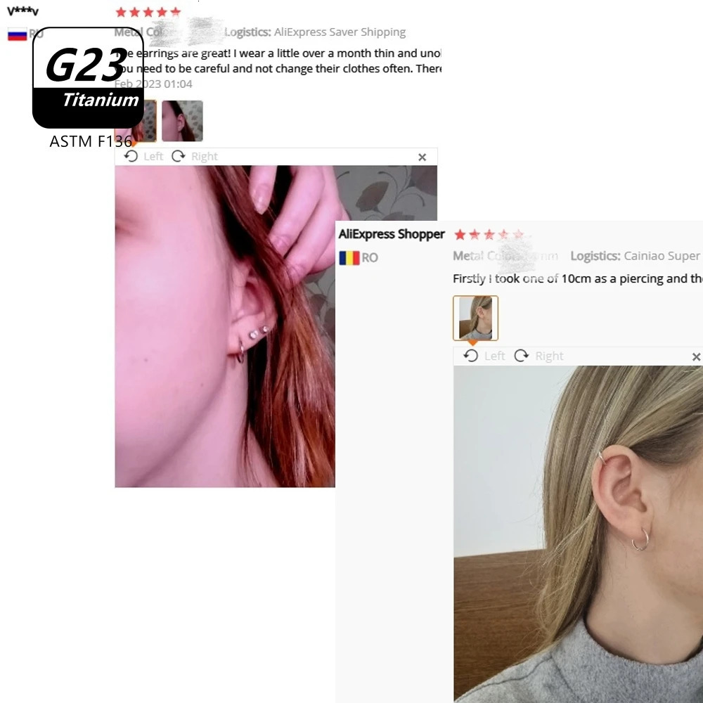 1/10pcs G23 Hoop Earring For Women Piercing Nose Ring ASTM 36 Body Jewelry Accessories Wholesale 2024 250716