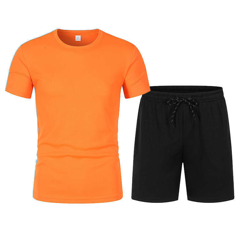 Summer Lightweight T-Shirt Mesh Sports Trendy Round Neck Short Sleeve Shorts Casual Set B5