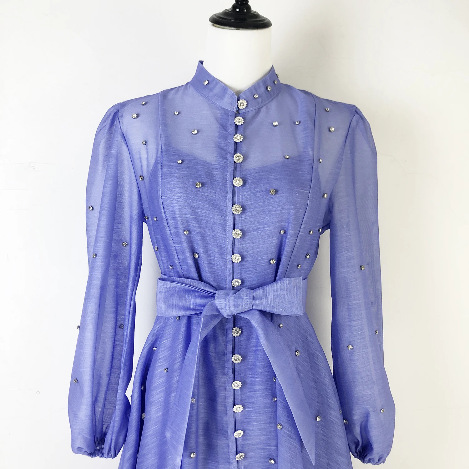 Tingfly Runway Crystal Single Breasted Maxi Long Dresses Lady Elegant Party Dinner Dresses Retro Clothings 250717