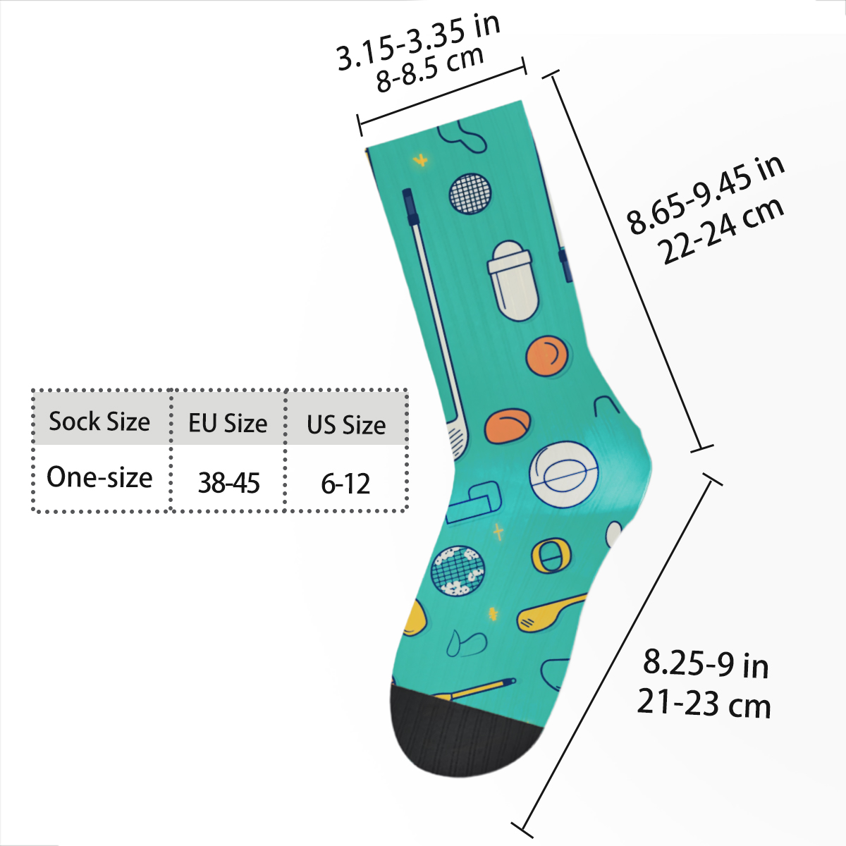 Groovy Golf Gear tube unisex ock Trendy Sports - Fun Vibes C058SOCKS