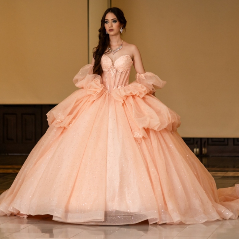 Pink Quinceanera Dresses Ball Gown Off The Shoulder Applique Beads Tiered Tull Corset Party Birthday Sweet 16 Dress Vestidos 15 Anos