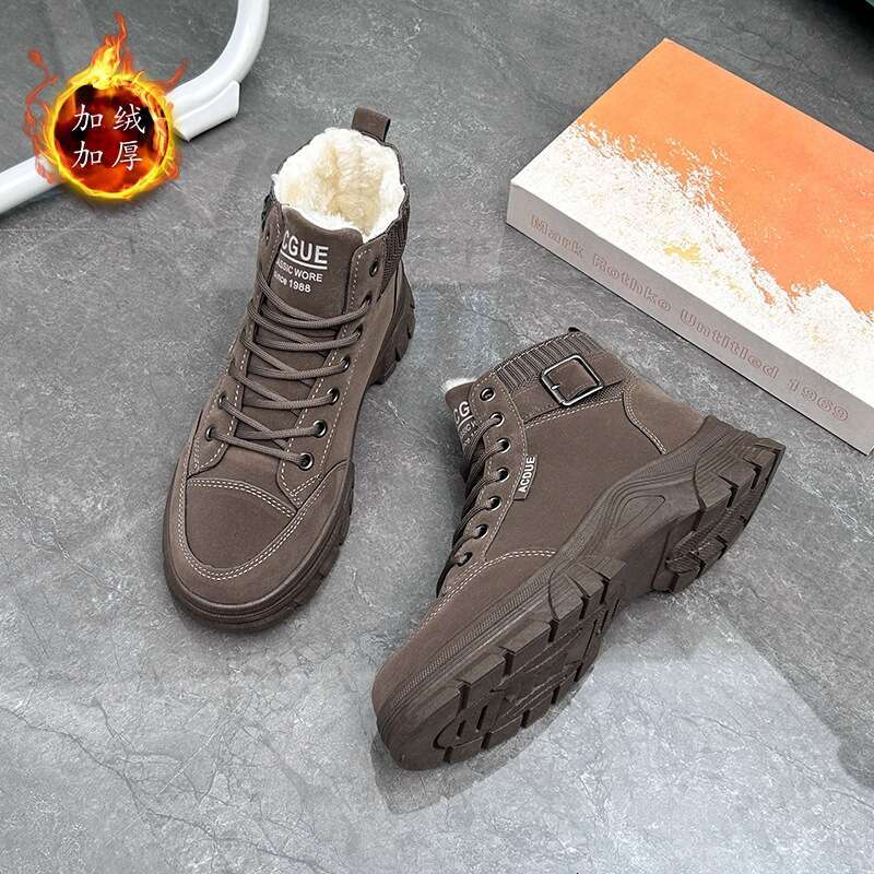 Winter New Martin for Women, Free shipping Round Toe, Thick Free shipping Sole, Fleece Lined, Warm Free shipping Women's Shoes, Belt Buckle, Sued