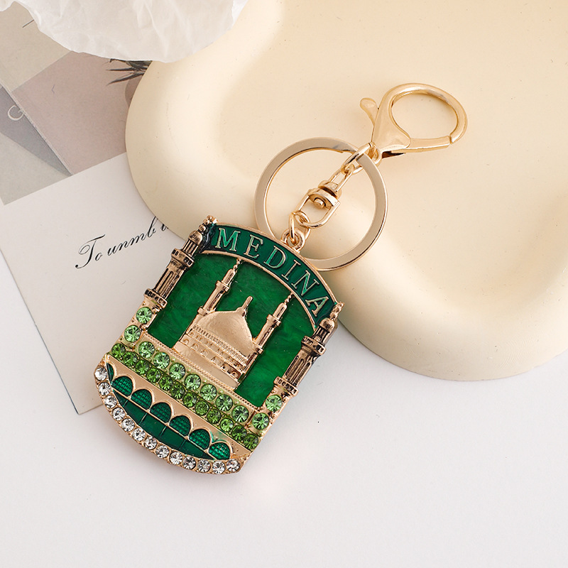Diamond-in Yurt House Bag Charms Retro And Fashionable Metal Keychain Hanging Women's Bag Accessories