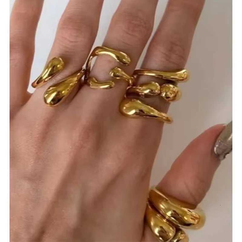 4 Pcs Vintage Irregular Rings Set Fashion Geometric Copper Metal Adjustable Gold Plated Rings Daily Wear High Quality Jewelry X250718