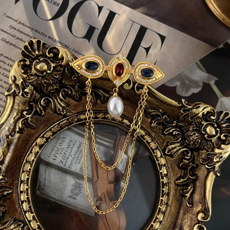 in original pearl brooches for women high-end vintage style elegant broche tassel wedding fine jewelry 250712