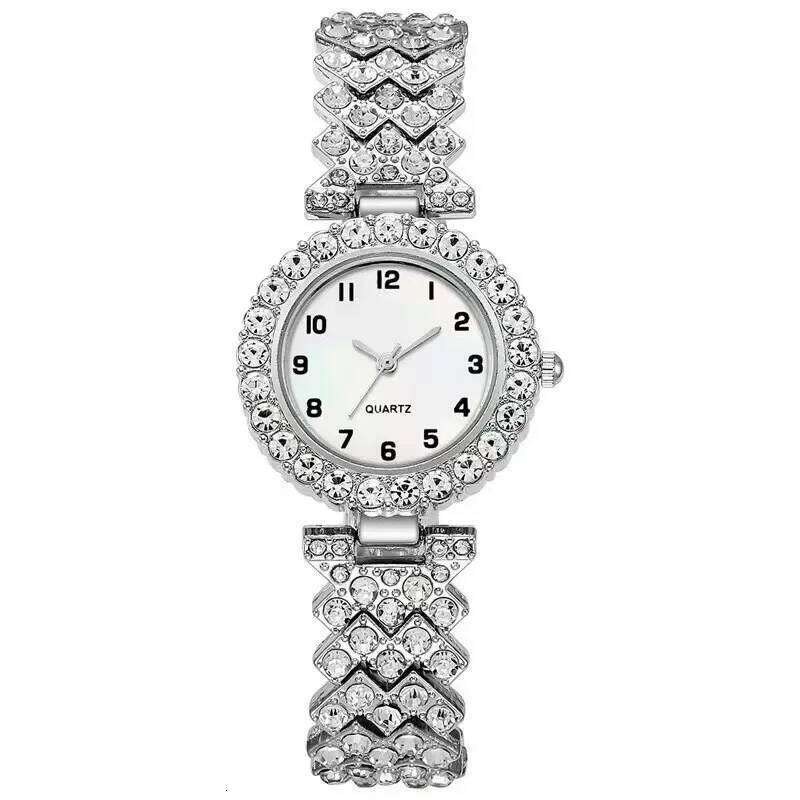 free shipping 2024 2pcs Fashion Women Watch Sier Strap Quartz Wristwatch Alloy Bracelet for Ladies Jewelry Set Clock Gift free shipp
