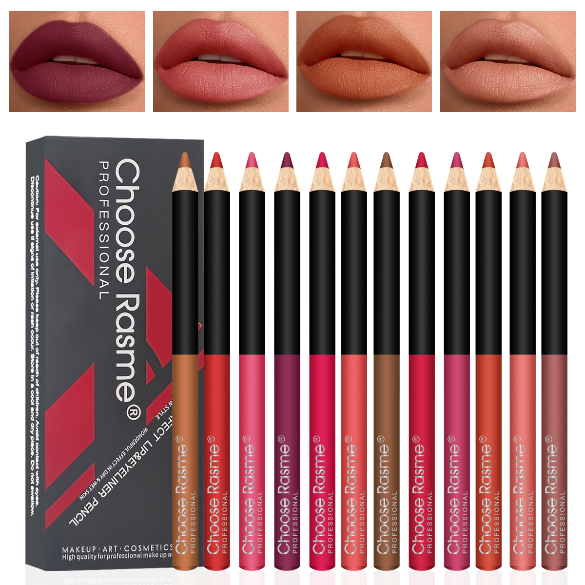 Choose Rasme 12PCS Lip Liner Set - Waterproof Matte Lip Pencils, Long Lasting Smudge Proof Lipstick Outline Makeup Kit