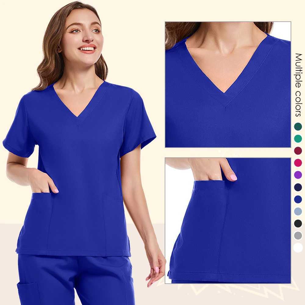Surgical Set Women Pet Hospital Scrub Uniforms Suits Unisex Solid Color Surgical Gown Pocket V-neck Jogger Suits Wholesale Price Z250718