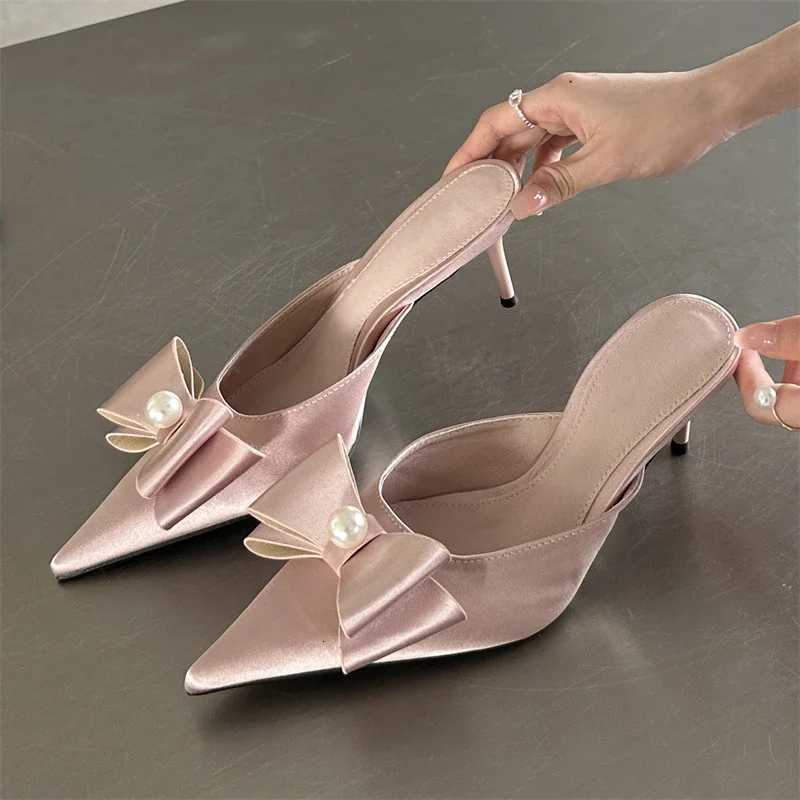 Eilyken Spring Sexy Knot Wen Slipper Pointed Toe Slip On Ladies Shoes Elegant Thin Heel Mes Dress Sandals Y250716