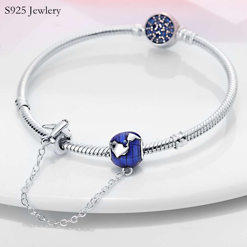 S925 New 925 Sterling Silver Charm Earth plane clip beads Fit Charms Silver 925 Original Bracelet DIY Jewelry Making For women Gifts