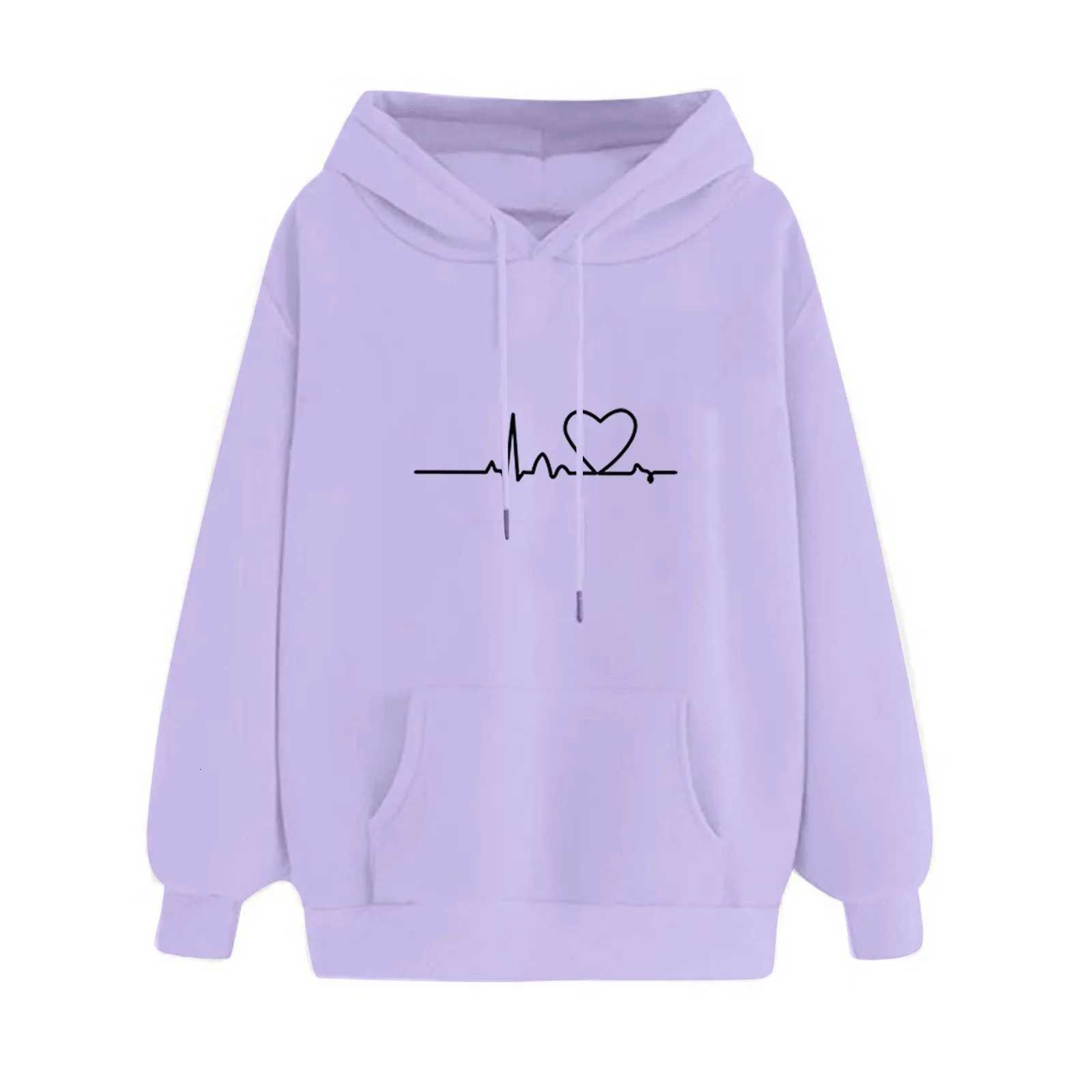 2024 Womens Hoodie Long Sleeve Casual Daily Wear Heartbeat Sketch Printed Womens Hoodie Fall Winter Sweatshirts XJ250717