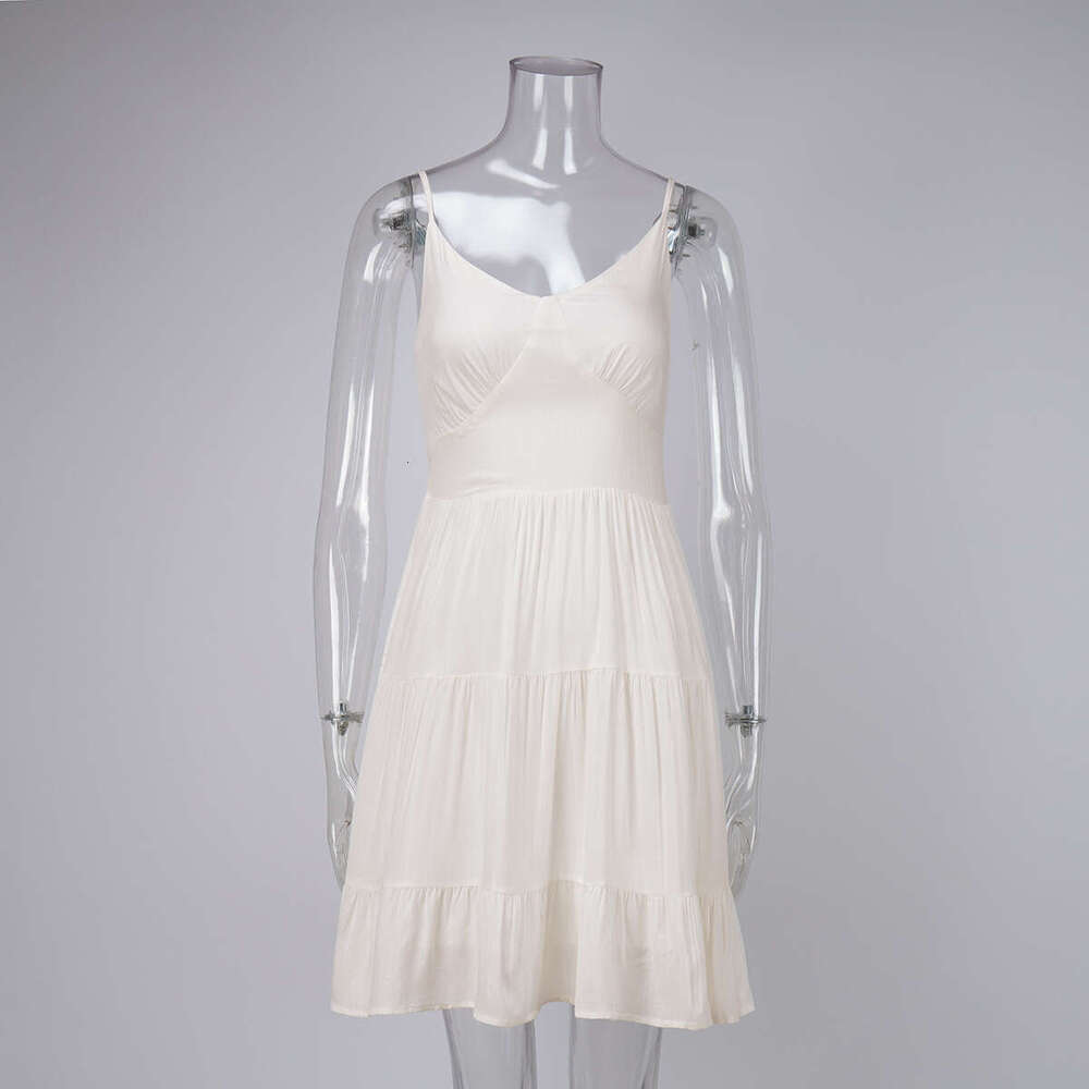 Pure Cotton Summer Sleeveless Sexy Slim Backless Bodycon Hot Girl Spaghetti Strap Dress B5