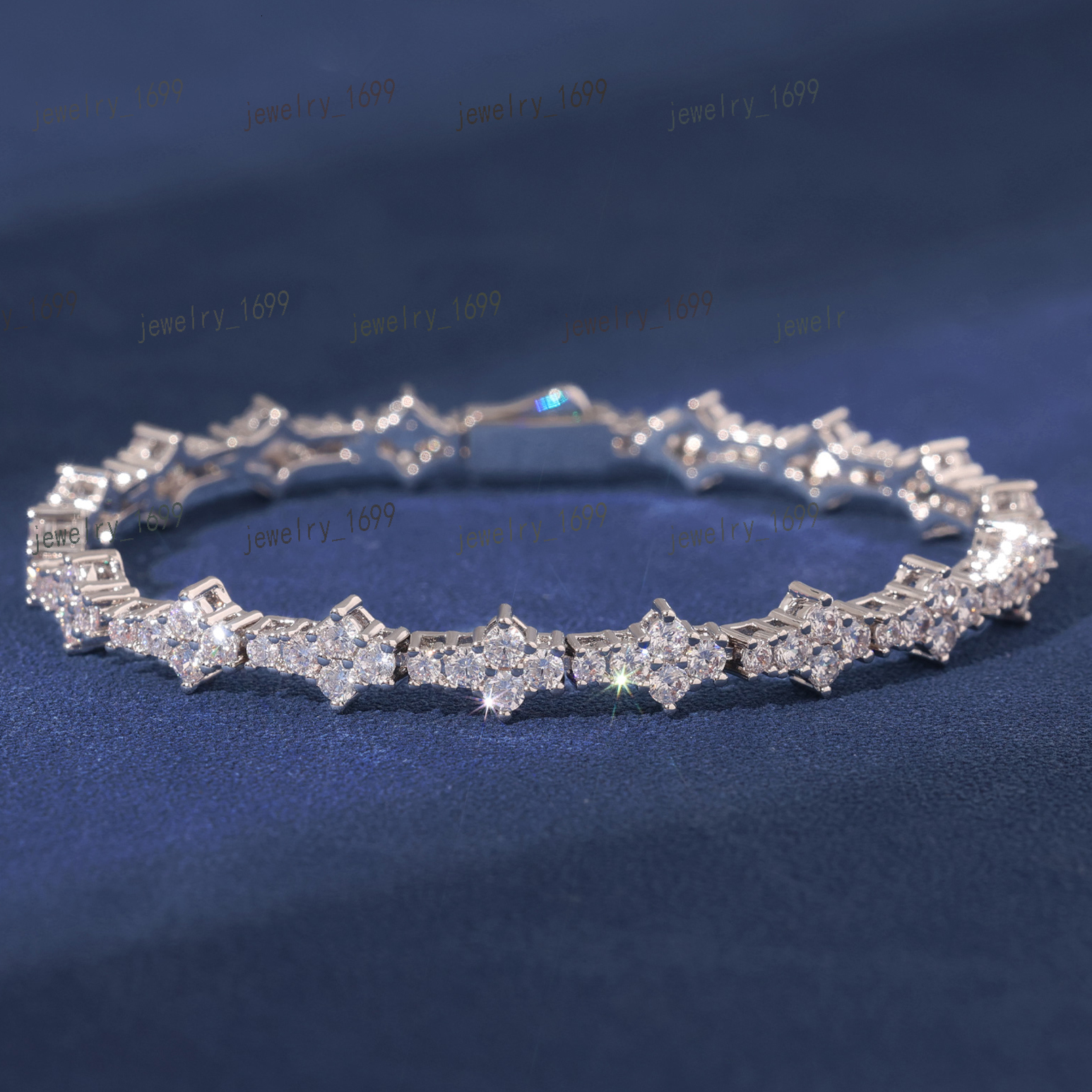 Mens Womens Wedding Honeycomb Charms Bracelet New Arrival Classic Flower Tennis Bracelet Rhodium Plated Bangles