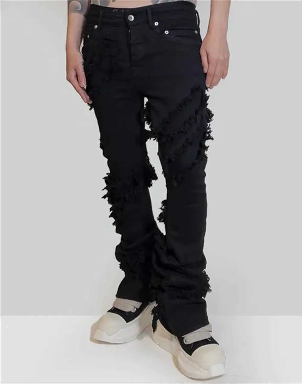 Men Denim Jeans Cotton Gothic Mens Clothing Coated Autumn Slim Straight Boot Cut Solid High Street Black Jeans Long Pants X250718