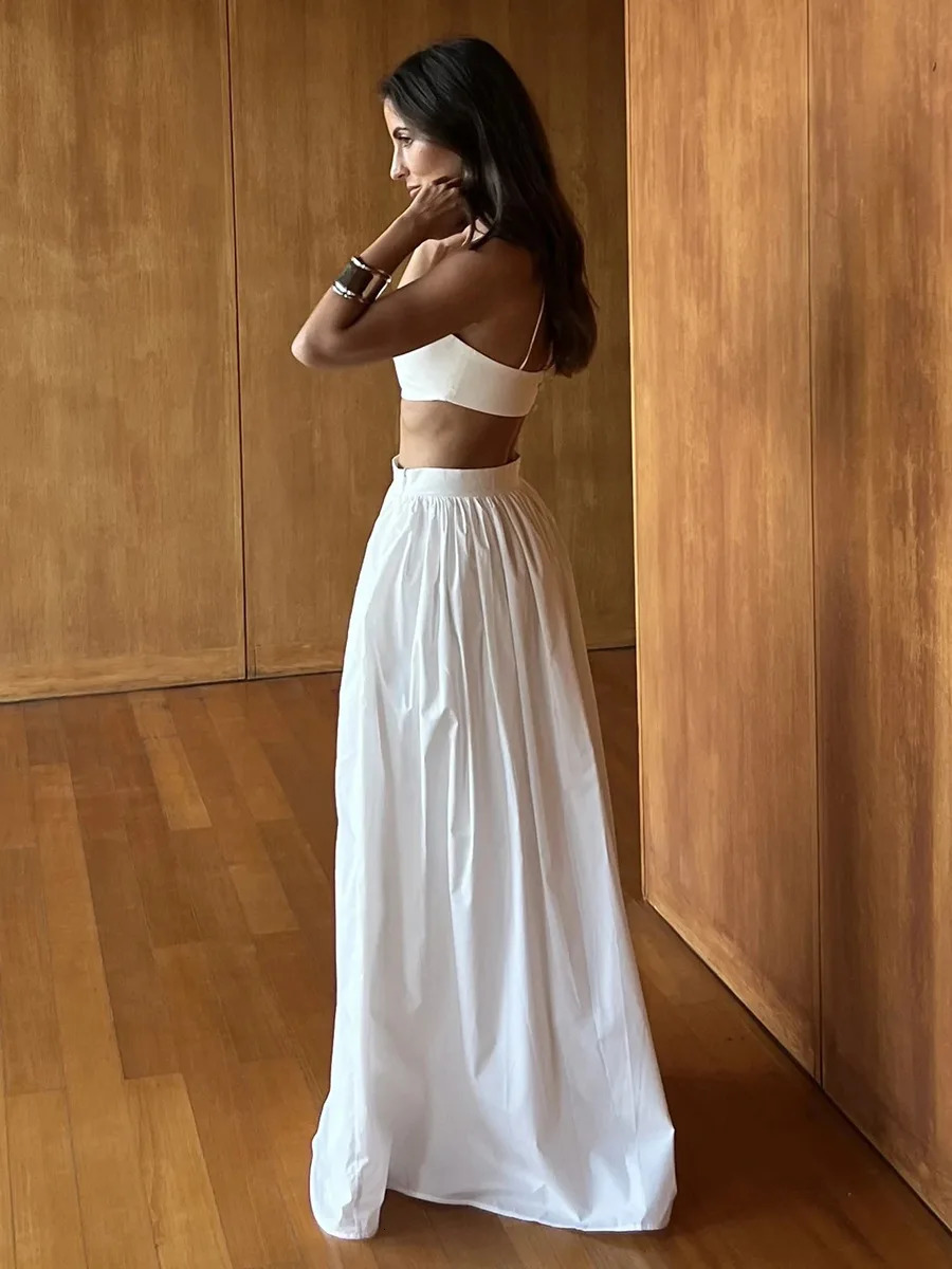 Bornladies 100% Cotton Suspender Underwear Half Long Skirt Set Summer Beach Style Sexy Stylish Underwear Long Skirt Set 250715