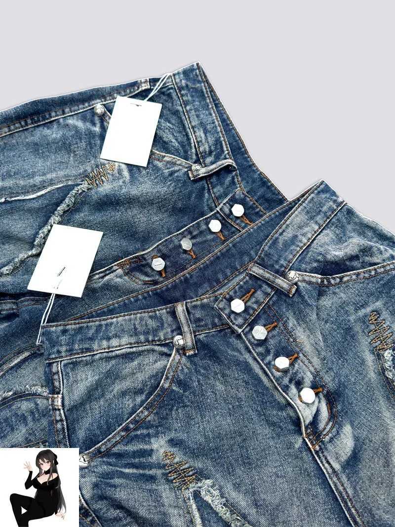 THUG CLUB Embroidery Flame Tassel Jeans Men Women High Quality Splice Moon Star Metal Leather Label Loose Straight Cowboy Pants X250718