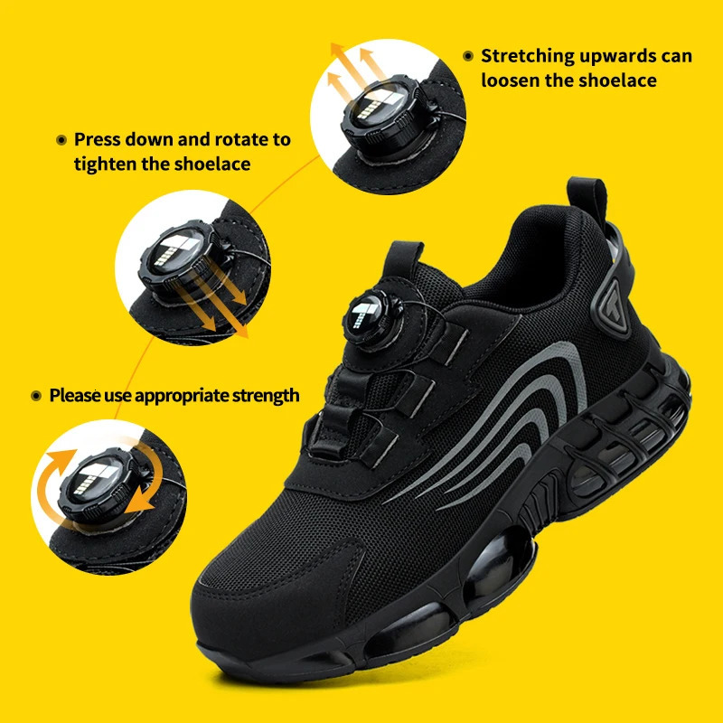 Rotary Button Safety Shoes for Men AntiImpact and AntiPiercing Work Fashionable Mens Sports Pro 250717