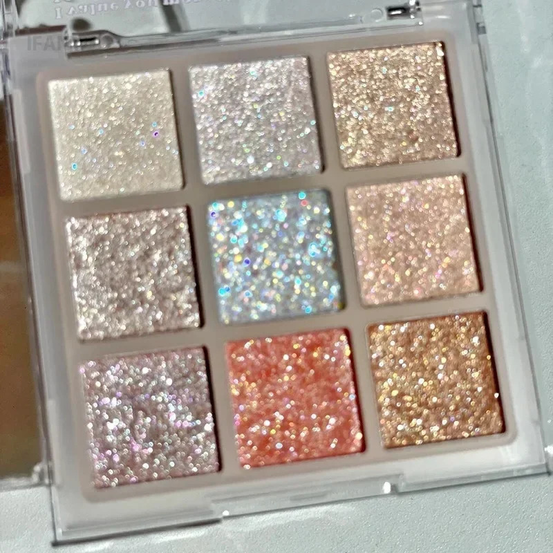 9Colors Glitter Eyeshadow Palette Earth Color Pearlescent Eye Shadow Shimmer Highlights Sparkling Sequin Blue Purple Eyes Makeup 250712