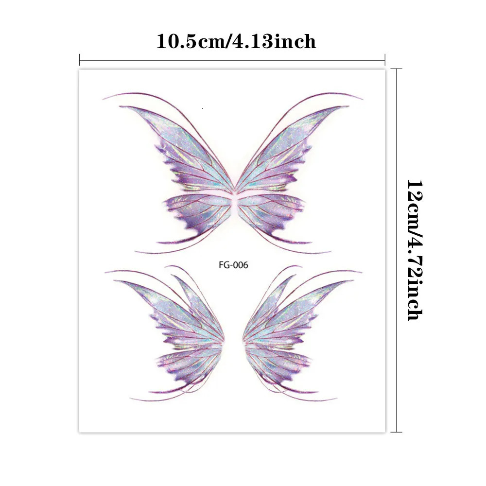 Colorful Glitter Powder Waterproof Temporary Tattoo Butterfly Wing Body Art Arm Eye Tattoos Beauty Women Sticker 250714